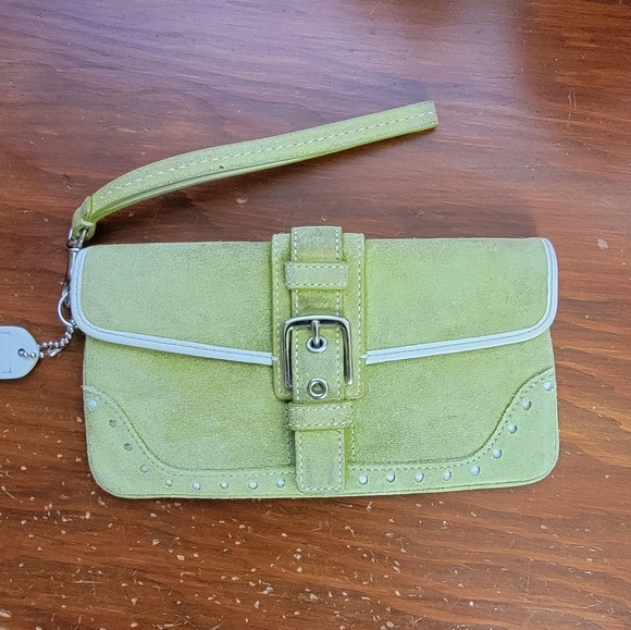 Coach | Green Suede Wristlet